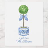 Chinoiserie Aquarelle Bow Topitle Étiquette (Étiquettes simples)