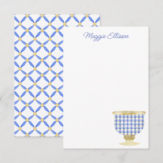 Chinoiserie Aquarelle Chic Vase Carte de remerciem (Devant / Derrière)