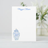 Chinoiserie Aquarelle Ginger Jar Note Cartes (Debout devant)