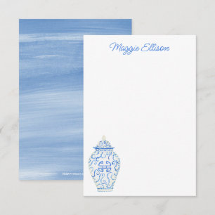 Chinoiserie Aquarelle Ginger Jar Note Cartes