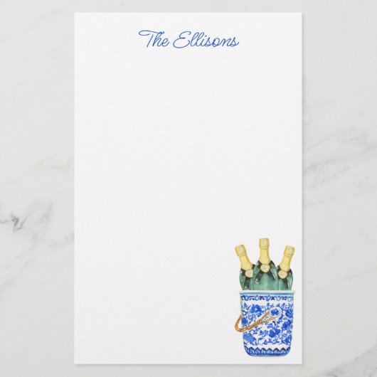 Chinoiserie Aquarelle Vin Ice Bucket papeterie (Devant)