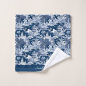 Chinoiserie Asiatique Paysage Peinture Bleu Blanc (Gant de toilette)