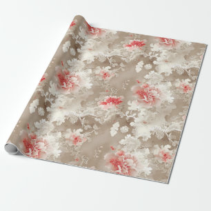  Chinoiserie Aziatisch Bloemen Wit Roze Cadeaupapier