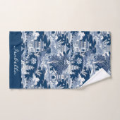 Chinoiserie Aziatisch Landschap Schilderen Blauw W Bad Handdoek (Handdoek)
