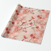  Chinoiserie Aziatisch rood roze wit Cadeaupapier (Uitgerold)