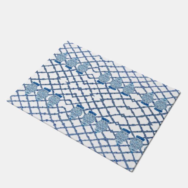 Chinoiserie Bamboo Ginger Jar Doormat Mat Rug (Schuin)