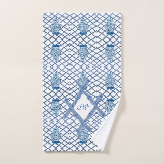 Chinoiserie Bamboo Ginger Jar Jars Ensemble de ser (Serviette à main)