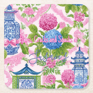 Chinoiserie Bams Cracks en Snacks Aangepaste Mahjo Vierkante Kartonnen Onderzetter