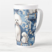 Chinoiserie Bichon Frise Latte Mok (Rechterhoek)