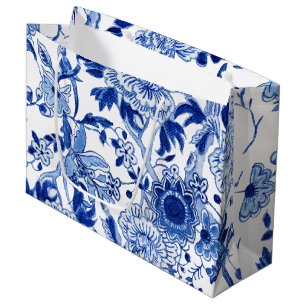 Chinoiserie Bird Floral Blue White Vrijgezellenfee Groot Cadeauzakje