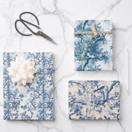 Chinoiserie Bird Haven in Blauw Inpakpapier Set Vel