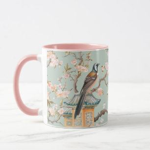 Chinoiserie Bird & Pink Cherry Blossom Mug