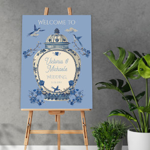 Chinoiserie Birds Floral Jar Affiche de bienvenue