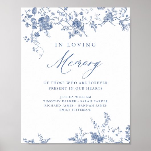 Chinoiserie Blauw Bloemen Huwelijk Liefdevol Geheu Poster (Voorkant)