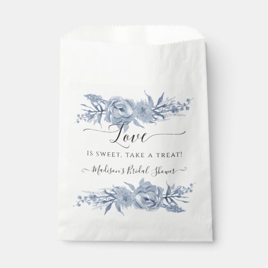 Chinoiserie Blauw en Wit Bloemen Dessert Bridal Bedankzakje (Voorkant)