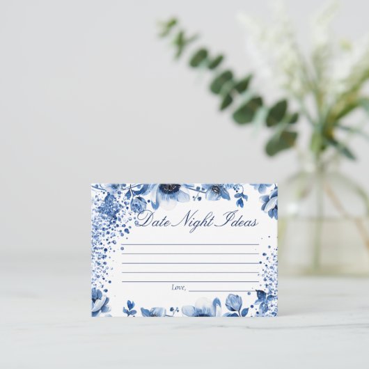 Chinoiserie Blauw en Wit Datum Nacht Ideeën Bridal Informatiekaartje (Staand voorkant)