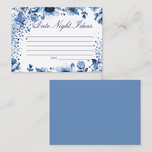 Chinoiserie Blauw en Wit Datum Nacht Ideeën Bridal Informatiekaartje (Voorkant / Achterkant)