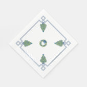 Chinoiserie Blauw en Wit Kerstmis Servet (Hoek)