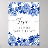 Chinoiserie Blauw en Wit Liefde is Zoete Dessert Poster (Voorkant)