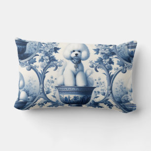 Chinoiserie blauw & wit Bichon Frise Kussen