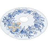 Chinoiserie Blauw Wit Bloemen Gingerbread Man Kerstboom Rok (Gekanteld)