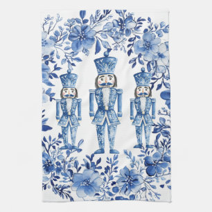 Chinoiserie Blauw Wit Bloemen Notenkraker Kerstmis Theedoek