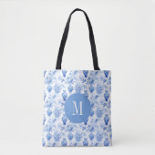 Chinoiserie Blauw & Wit Bloemen Vazen Monogrammed Draagtas (Voorkant)