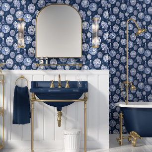 Chinoiserie Blauw Wit Classic Ginger Jars Borden Behang