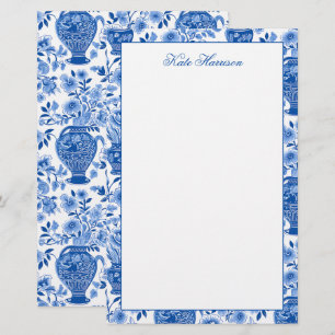 Chinoiserie Blauw & Wit Ginger Jar Bloemen Vazen Briefpapier