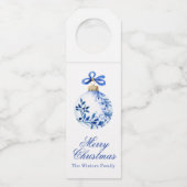 Chinoiserie Blauw & Wit Kerstornament Flessenhanger (Voorkant)