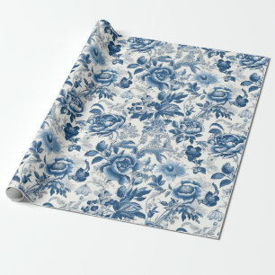 Chinoiserie Blauw Wit Pioenen Bloemen Decoupage Cadeaupapier