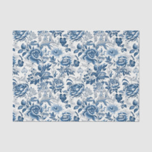 Chinoiserie Blauw Wit Pioenen Bloemen Decoupage Tissuepapier