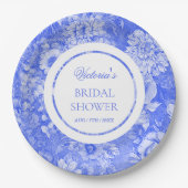 Chinoiserie Blauw Witte Bruidsdouche  Papieren Bordje (Voorkant)