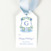 Chinoiserie Blauw Witte Rand Prettig Kerstfeest Cadeaulabel