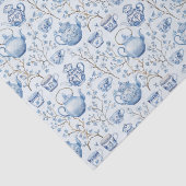 Chinoiserie Blauwe Bloem Bruidsfeest Tissuepapier (Detail)