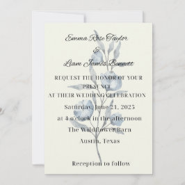 Chinoiserie Blauwe Bloem Huwelijksuitnodiging Kaart