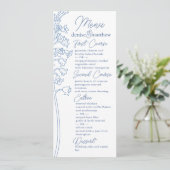 Chinoiserie Blauwe Elegante Pagode en Bloementoile Menu (Staand voorkant)
