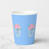 Chinoiserie Blauwe en Witte Pioen Papier Cups Papieren Bekers (Links)