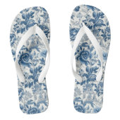 Chinoiserie Blauwe en Witte Pioenen Bloemen Teenslippers (Voetbed)