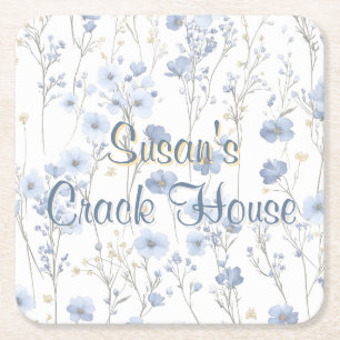 Chinoiserie Blauwe Toile Pauw Hcustom Mahjong Vierkante Kartonnen Onderzetter