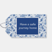 Chinoiserie blauwe vogels en bloemen bruiloft fees cadeaulabel (Achterkant Horizontaal)