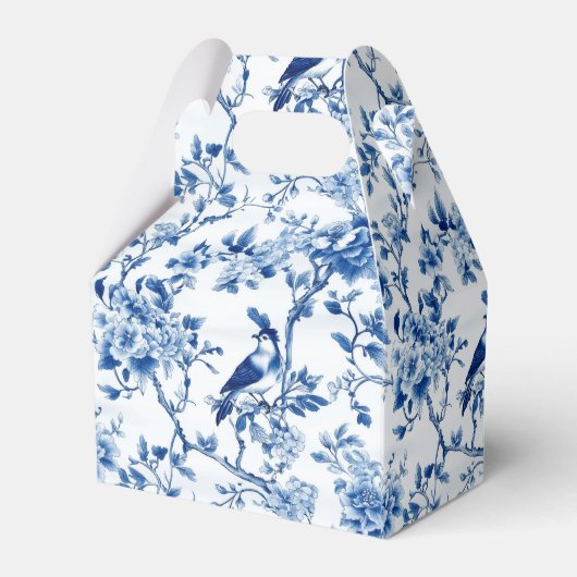 Chinoiserie Blauwe Vogels en Bloemen Verjaardag Bedankdoosjes (Achterkant)