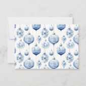 Chinoiserie Blauwe & Witte Kerstornamenten Bedankkaart (Achterkant)