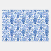 Chinoiserie Blauwe & Witte Pagodes Ginger Jars Vog Inpakpapier Vel (Voorkant)