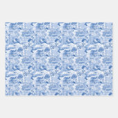Chinoiserie Blauwe & Witte Pagodes Inpakpapier Vel (Voorkant 2)