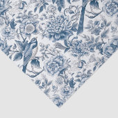 Chinoiserie Blauwe Witte Pioen Bloemen Vogel Decou Tissuepapier (Detail)