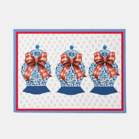 Chinoiserie Bleu Blanc Ginger Jar Tapis (Devant)