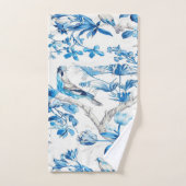 Chinoiserie bleue et blanche Oriental 3 pièces Lux (Serviette à main)