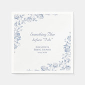 Chinoiserie Bloemachtig 'Something Blue' Bruilofts Servet (Voorkant)