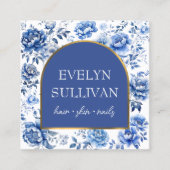 Chinoiserie bloemen boog vierkante visitekaartje (Voorkant)